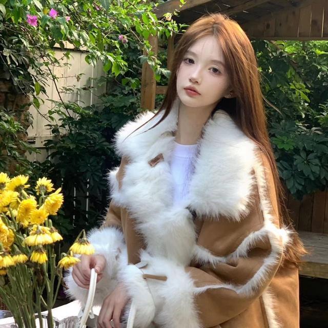 シェパードファーメイラードコート女性用冬用イミテーションフォックスファーレイジースタイルファーワンピースファー厚手コート