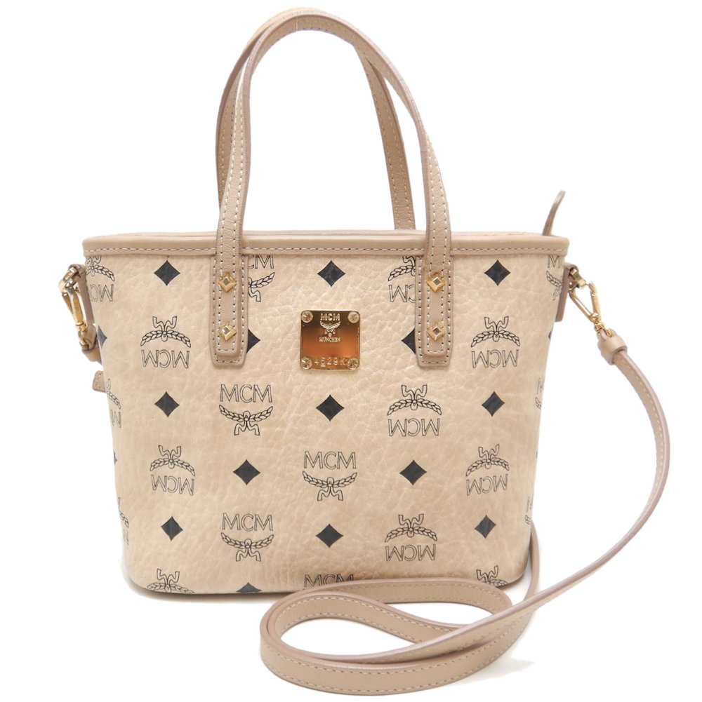 ヴィセトス 2WAY ハンドバッグ PVCコーティングキャンバス ベージュ/252327【中古】