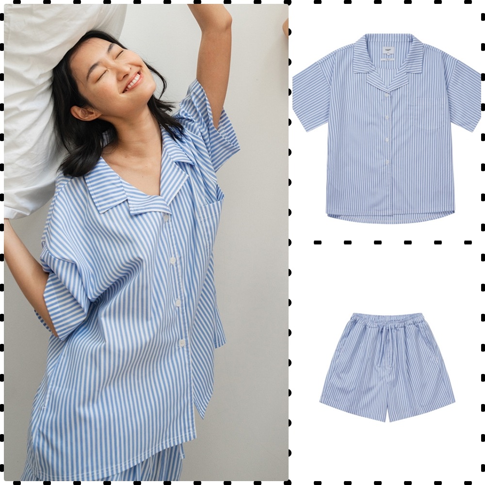 BTS着用 (UNI) Residence Salty Stripe pajamas blue