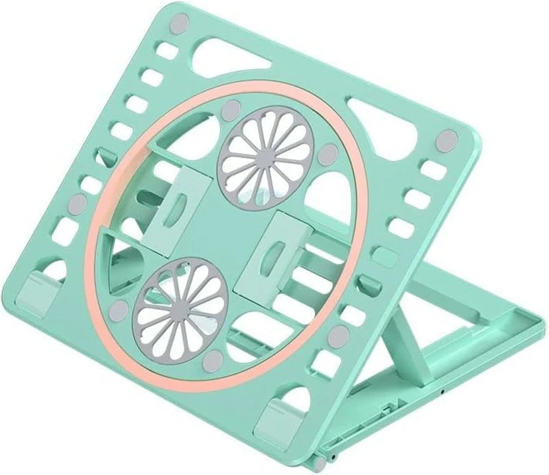 ノートパソコンスタンド タブレットスタンド 携帯スタンド 一台4役 LED搭載 PCスタンド タブレットスタンド 2つ冷却ファン付き 折りたたみ式 滑り止め 6段階高さ調整可能 姿勢改善 軽量 携便