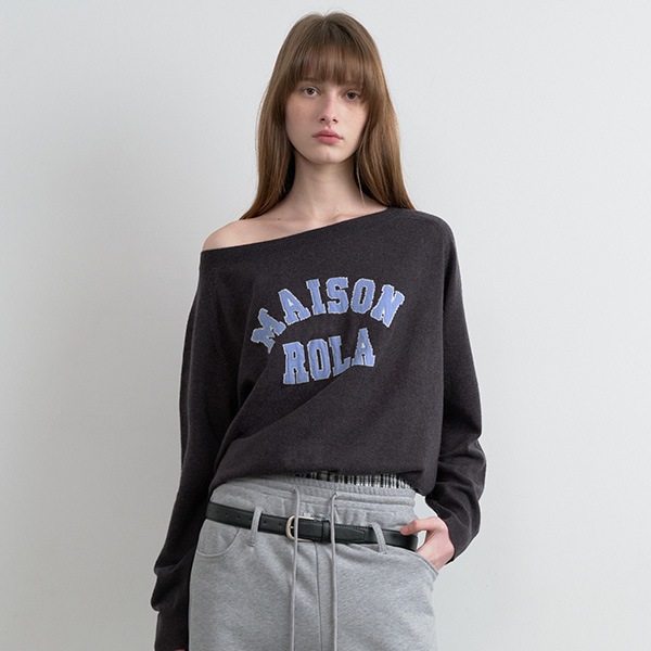 MAISON DE ROLA CAMPUS LOGO KNIT CHARCOAL