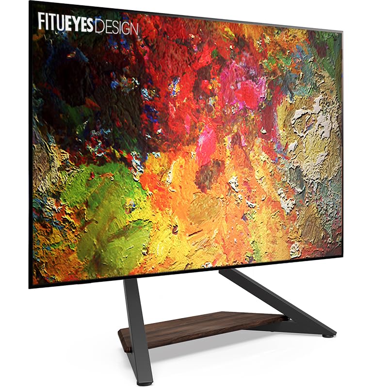 FITUEYES DESIGN テレビスタンド ロータイプ 5588インチ 壁寄せ キャスター付き可能 高さ調節 首振り可能 大型テレビ向け 安定性 エッフェルタワーシリーズ (ウォールナット)