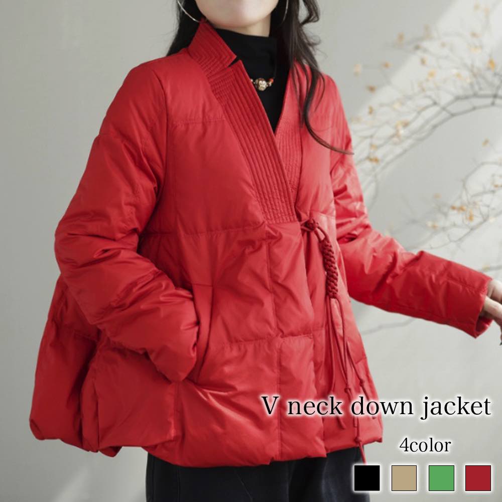 ダウンジャケット レディース Vネックダウンジャケット おしゃれ 防風 秋 春 ショート 暖かい 人気 ショートコート 軽い きれいめ 赤 ダウンコート ジャンパー ロング ダウン コート 白 40代