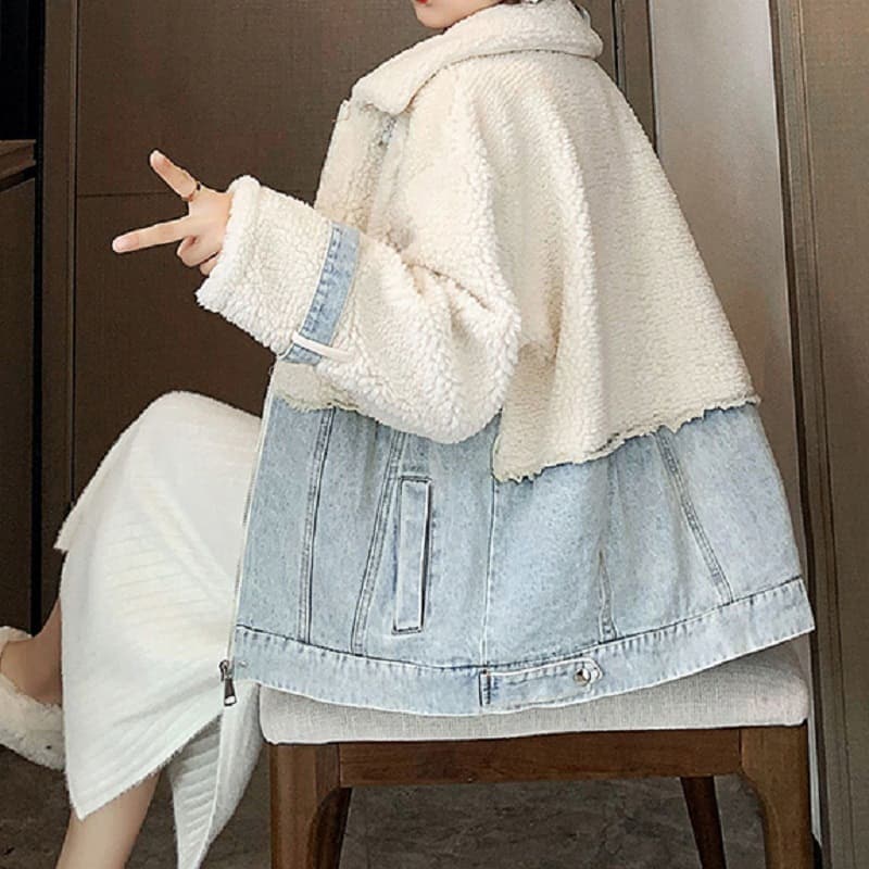 アウター ボアブルゾン ボアジャケット 7325 上着 おしゃれ ボアコート デニム レディース冬