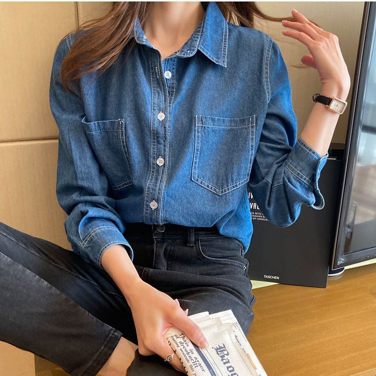 【新品入荷】ブラウス tシャツ ロングTシャツ Tシャツ デニム tシャツトップス シアーシャツ カ一ディガン ジャケット 韓国風ファッション ブラウスレディース 長袖 UVカット 品質良い