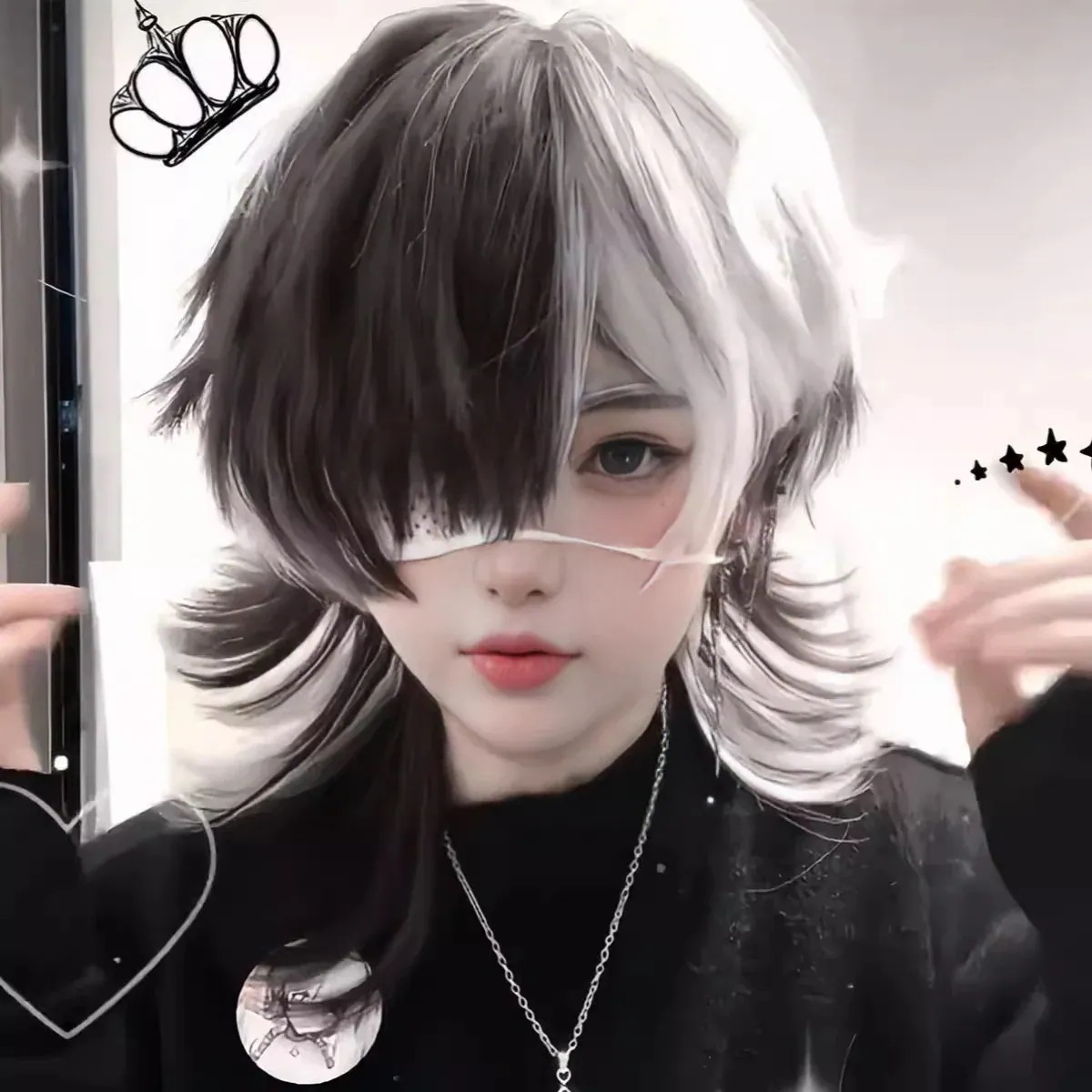 人气新作フルウィッグ cos ウィッグ メンズ レディース ウルフテール マレットヘッド ハロウィーン 白黒染め ショートヘア フルヘッドカバー 韓国ファッション 46aa442