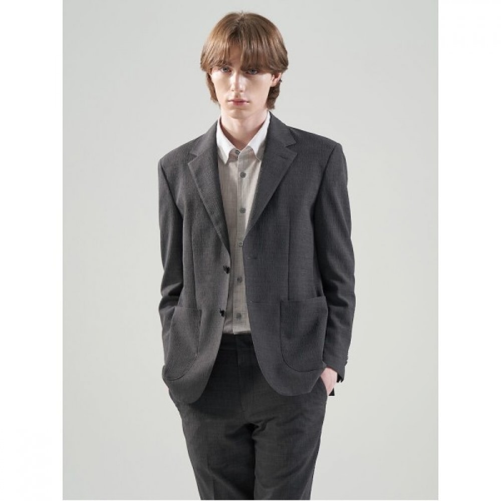 （ロガディス）ポリストレッチセットアップジャケット-アッシュ（RY4211P334）