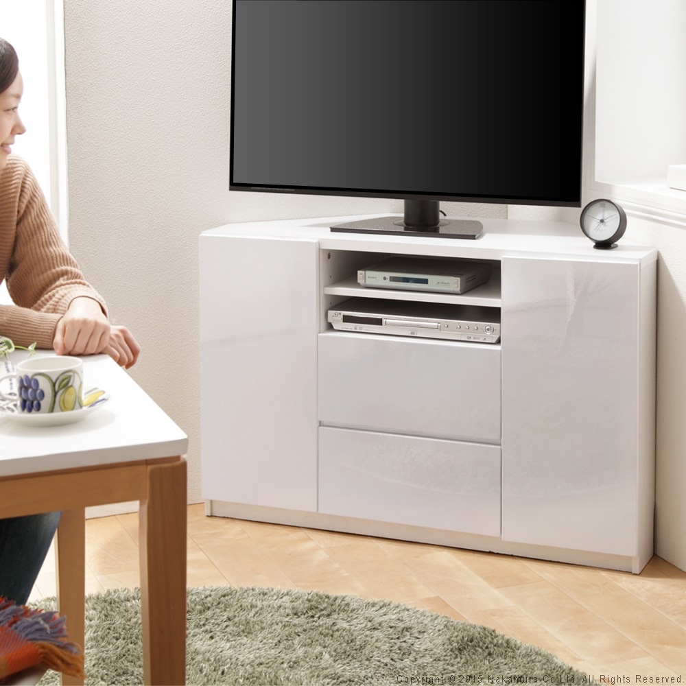 テレビ台 ローボード テレビボード キャビネット サイドボード コーナー リビングボード キャスター付き おしゃれ 木目調 鏡面 シンプルモダン 幅111cm
