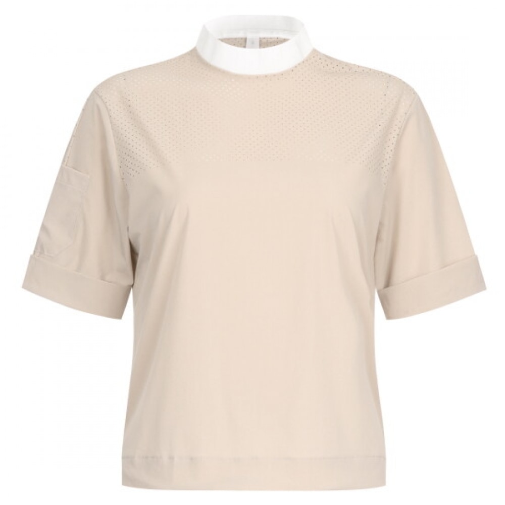 ショップアン レディース ラウンドネック メッシュ スパン ゴルフ 半袖 Tシャツ ベージュ LB-WSH-20695