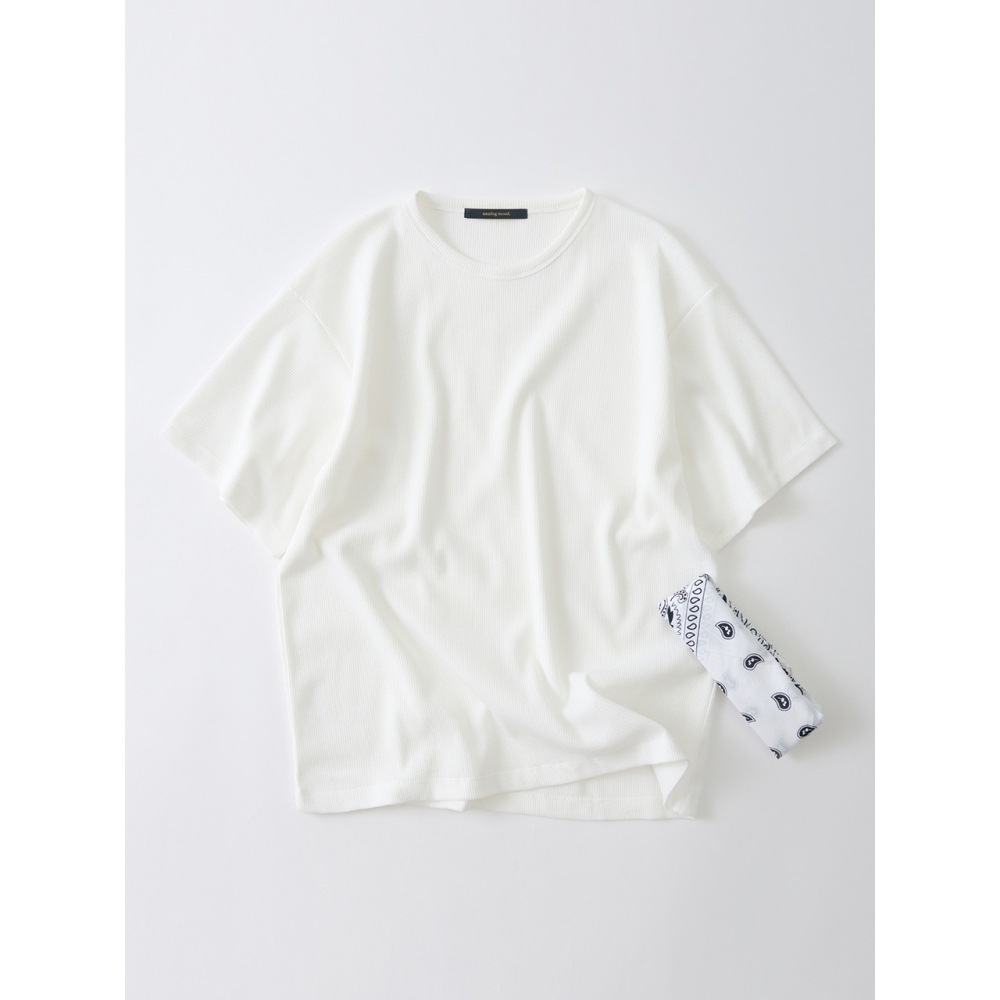 アナログムードワッフルベーシック半袖Tシャツ (ホワイト)