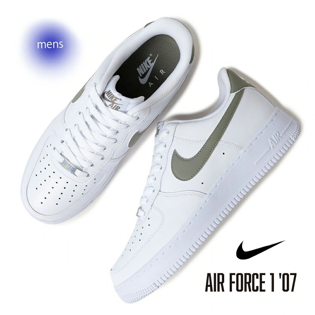 NIKE ナイキ エアフォース 1 ロー スニーカー AIR FORCE 1 07 WHITE/LIGHT ARMY ( AF1 白 ホワイト カーキ グリーン メンズ FJ4146-116 )
