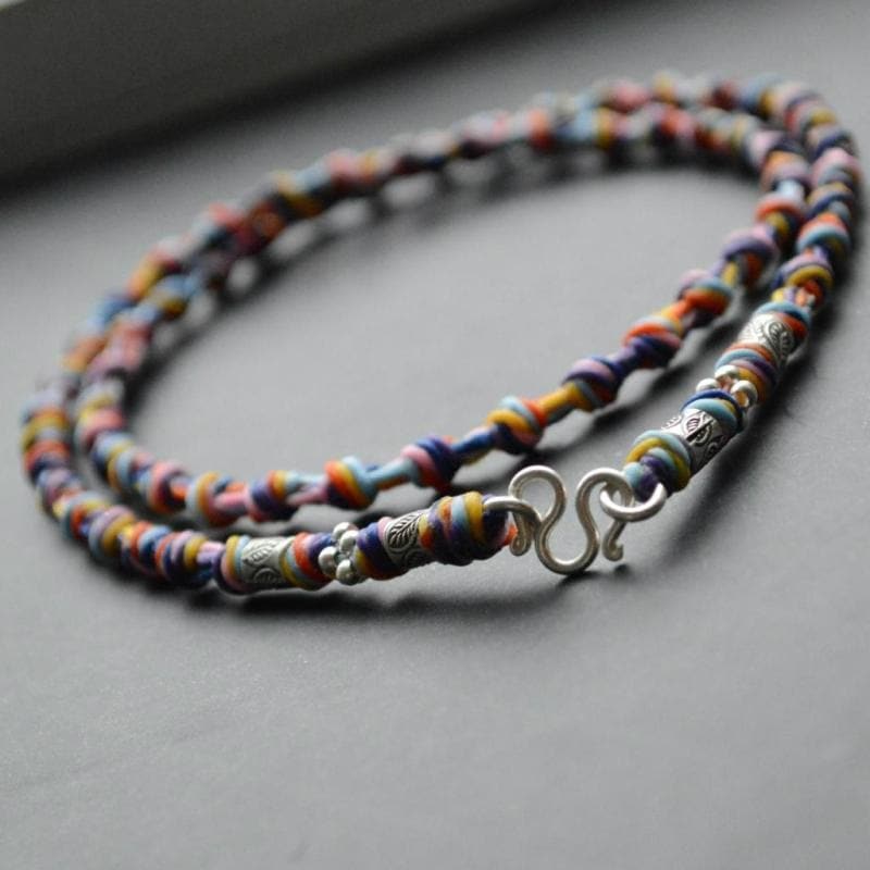 ネックレス のみ アクセサリー 仏教 タイ 僧侶 仏陀 ペンダント ストラップ リング バックル シルバー タンカ チェーン 手編み ワックス ロープ 防水 吊り下げ ハンドメイド コーディネート レ