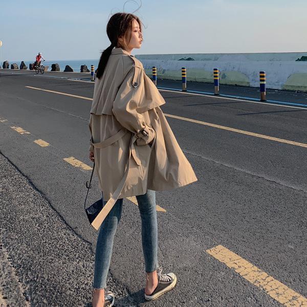 スプリングコート トレンチコート レディース ロングコート アウター 女性 韓国風 ジャケット OL 通勤 オシャレ 秋 ゆったり ウインドブレーカー