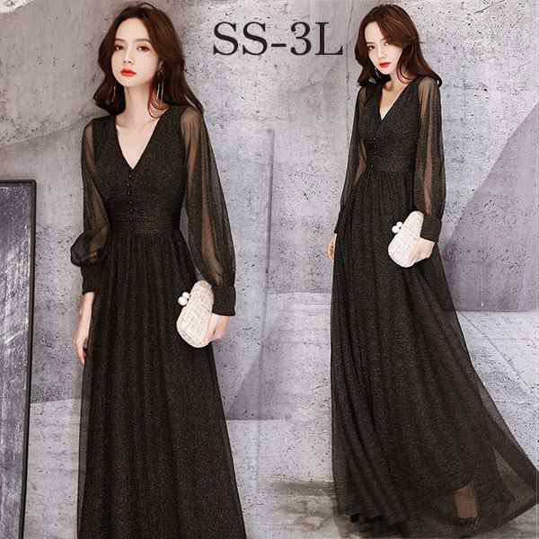 【2025新作入荷】ドレス 大人 ピアノ 発表会 ロング丈 ぽっちゃり 大きいサイズ イブニングドレス 演奏会 ピアノ発表会 袖付き ワンピース Aライン ステー