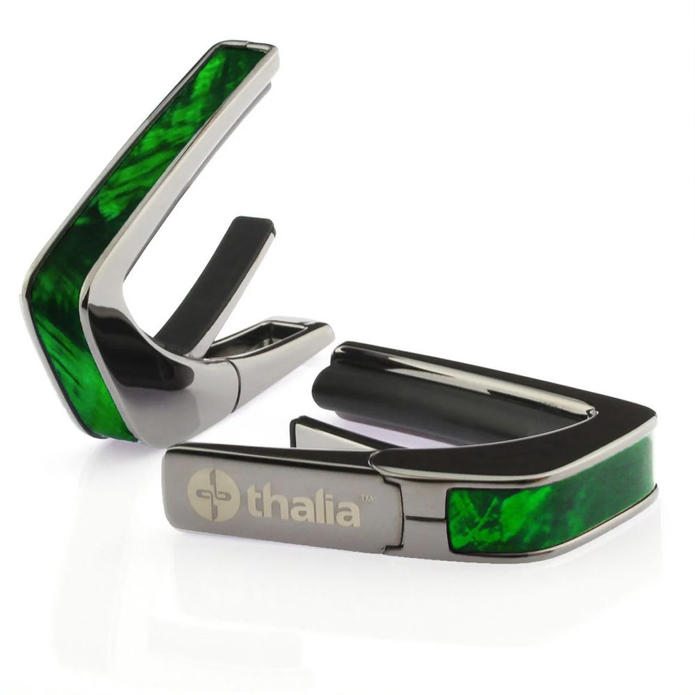 Thalia Capos サリア ギターカポタスト Black Chrome Finish w/Green Angel Wing Inlay TH-CB200-GW アメリカ製【並行輸入】