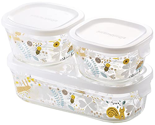 耐熱ガラス 密閉容器 シンジカトウ 北欧の庭 角型 3点セット