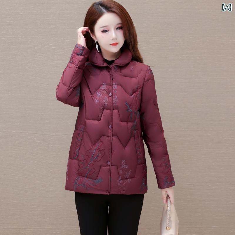 ジャケット ダウンジャケット レディース 大きめ サイズ ワイド レディ プリント ショート ダウン 女性 冬 厚手 暖かい ホワイトダックダウン