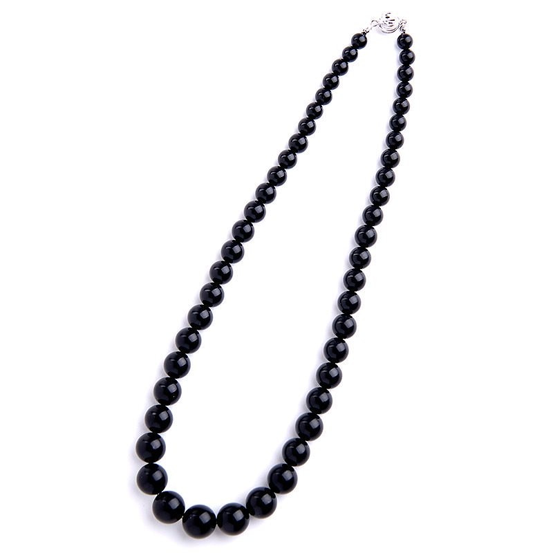 ジェットネックレス 6mm-12mm 16インチ 43cm 黒琥珀 マグネット 大珠 丸珠 日本製 グラデーション ブラックフォーマル