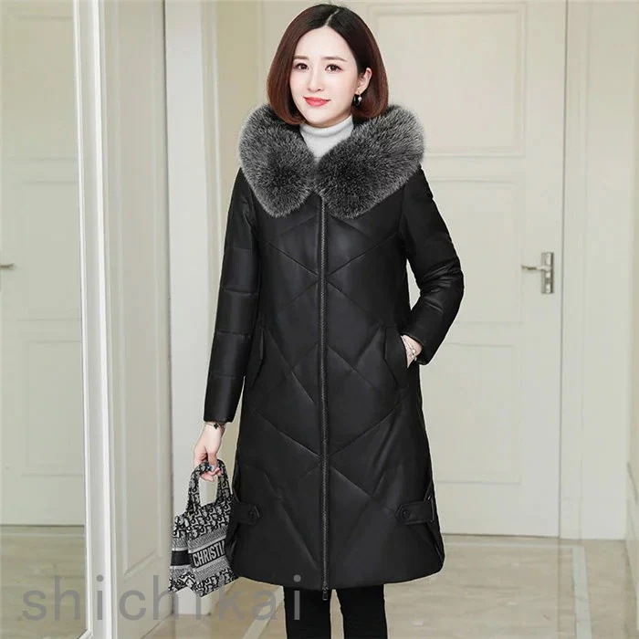 レザーコート ロング ダウンコート ラムレザーコート 本革 ダウン 羊革コート レディースアウター レディースコート ロングダウンジャケット 冬防寒 アウター ホワイトデー 28,314円