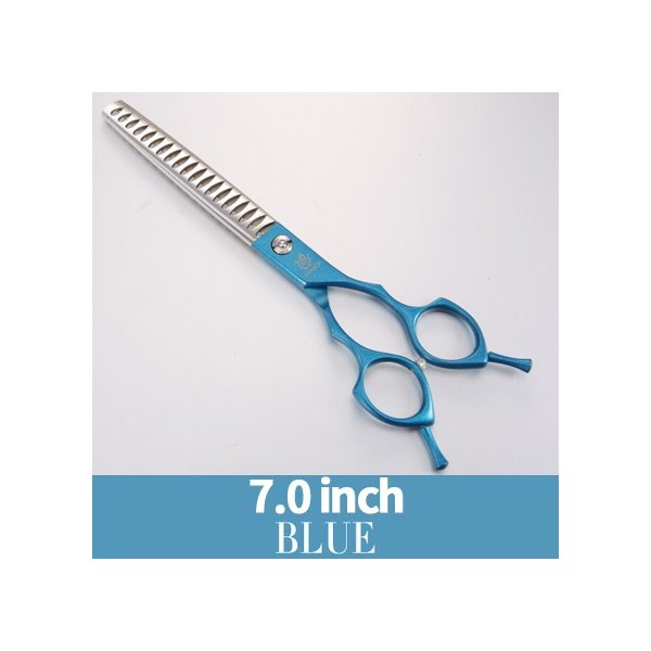 フェニス高品質カラフルな6.5インチステンレス鋼ペット85％間伐はさみ犬用グルーミング17歯シンナーチャンク 7.0 blue