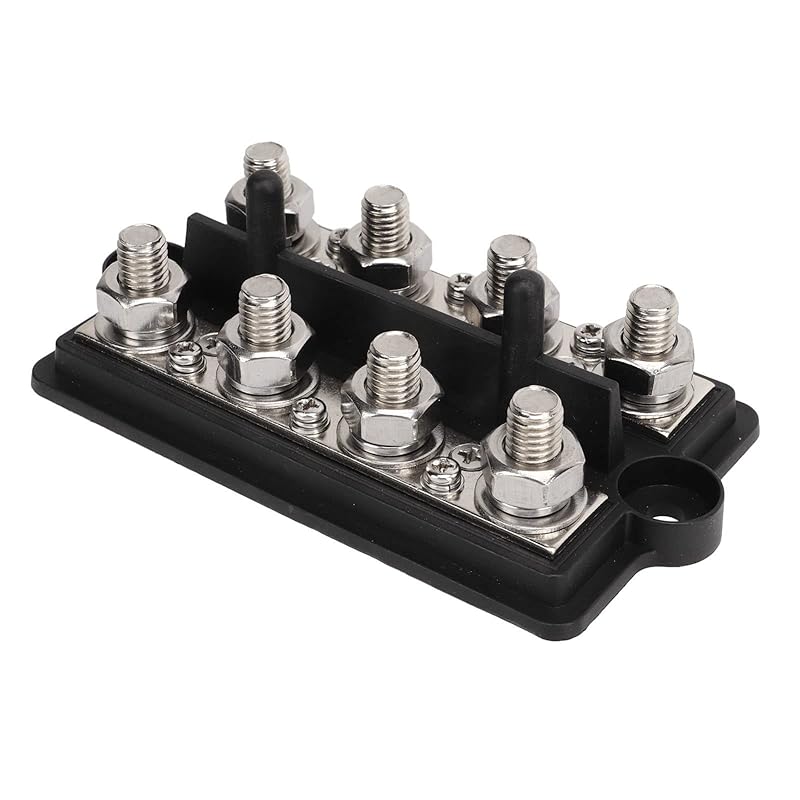 RVバスバー バスバーターミナル 組端子台 マリン RVバッテリーターミナル 配電ブロック 2列 M8 スタッド DC1248V 150A 黒