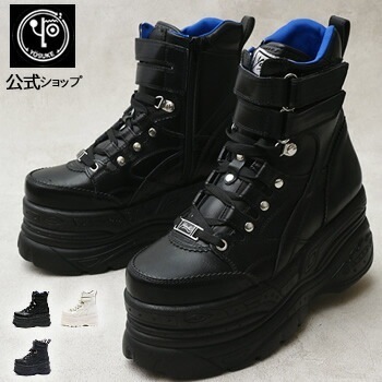 ヨースケ 厚底スニーカー レディース ハイカット 歩きやすい 9cm 厚底フラット 【公式SHOP特典キズ補修液付】