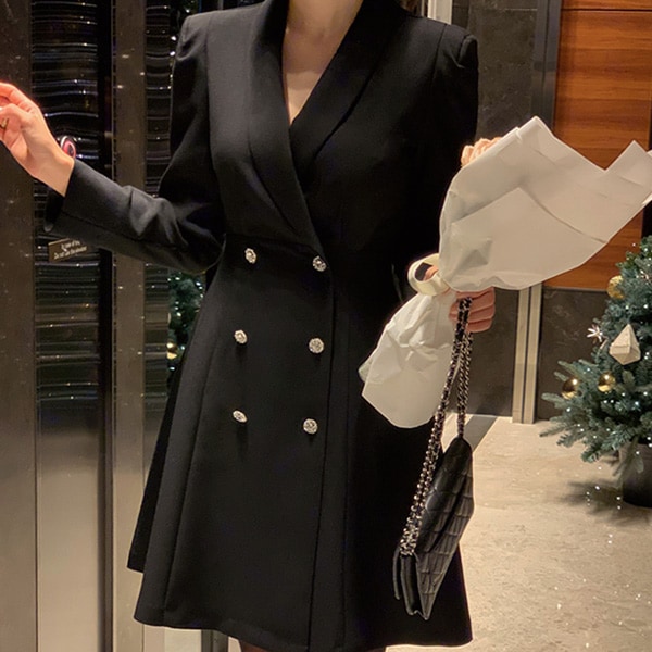 ショールカラージャケット風ワンピース op10310