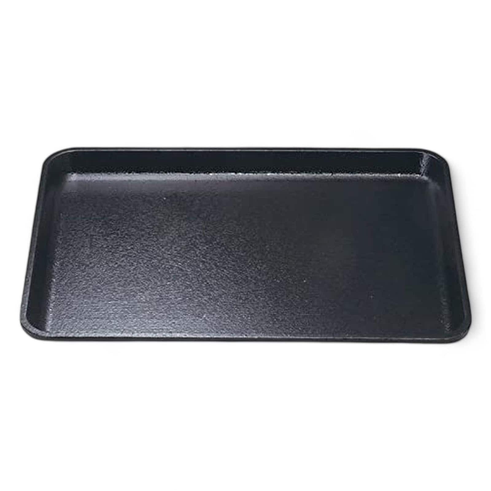 J-kitchens お盆 ＦＲＰ尺5 長角ケヤキ トレー （ 盆 トレイ おぼん ） 黒 ブラック 滑らない 45cm 漆器 （ 強度 樹脂 ） 日本製 食洗機対応