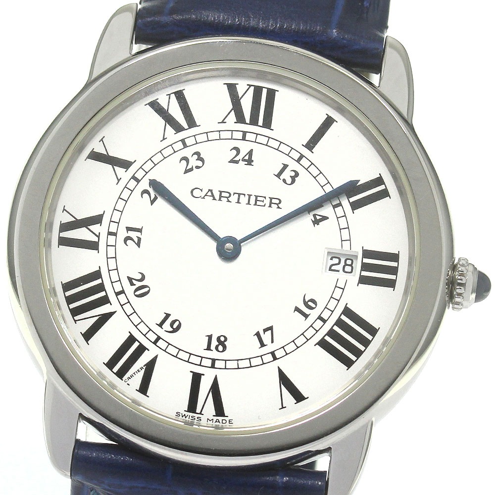 カルティエ CARTIER W6700255 ロンドソロ LM デイト クォーツ メンズ 美品 _849907【中古】