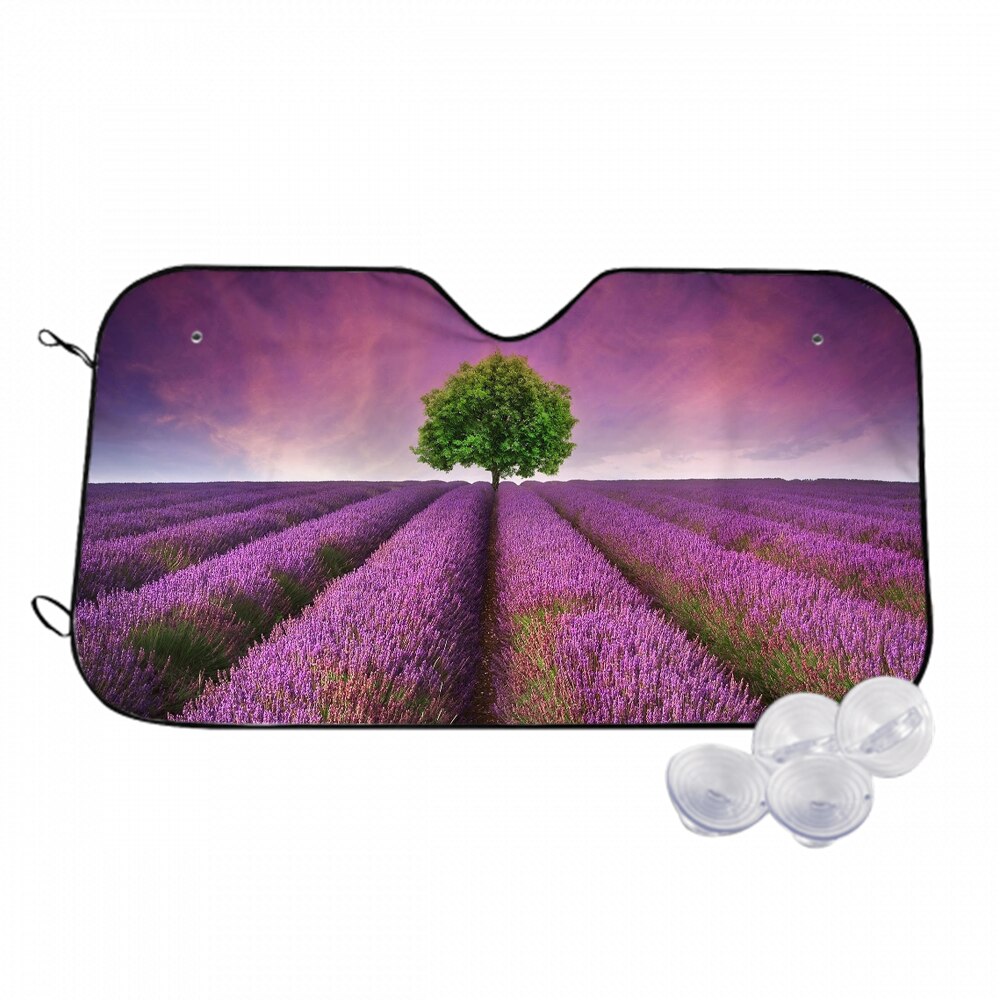 ラベンダー-フィールド-ウィズ-シングルツリー-サンセット-ランドスケープ 太陽耐熱性を遮断し