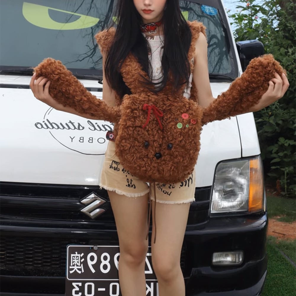 퍼피 뽀글이 보부상백팩 털가방 복조리백 스트링백팩