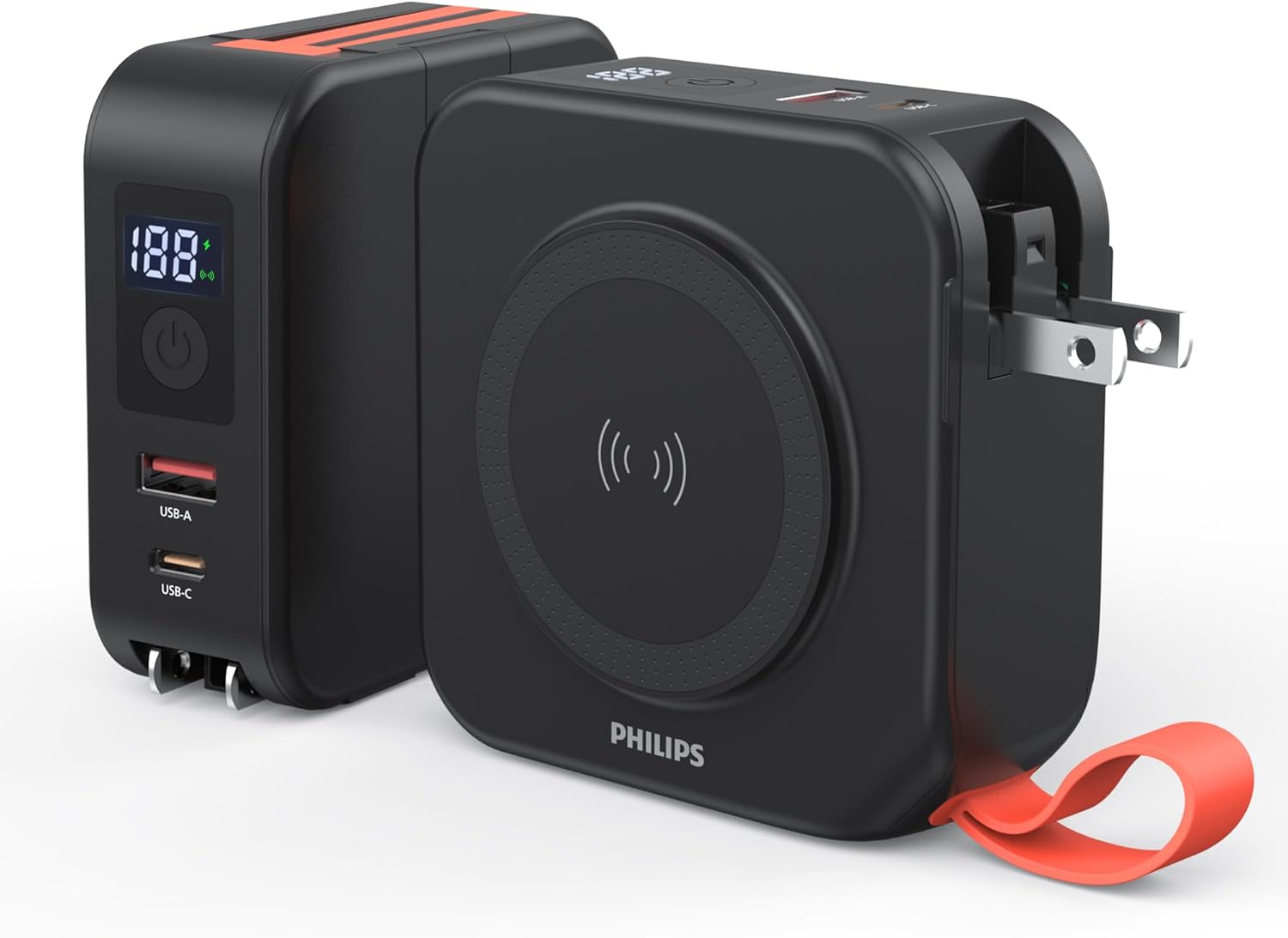 Philips(フィリップス) 10000mAh MagSafe マグネット式 モバイルバッテリー コンセント一体型 大容量 ACプラグ付 5台同時充電 MAX 22.5W出力
