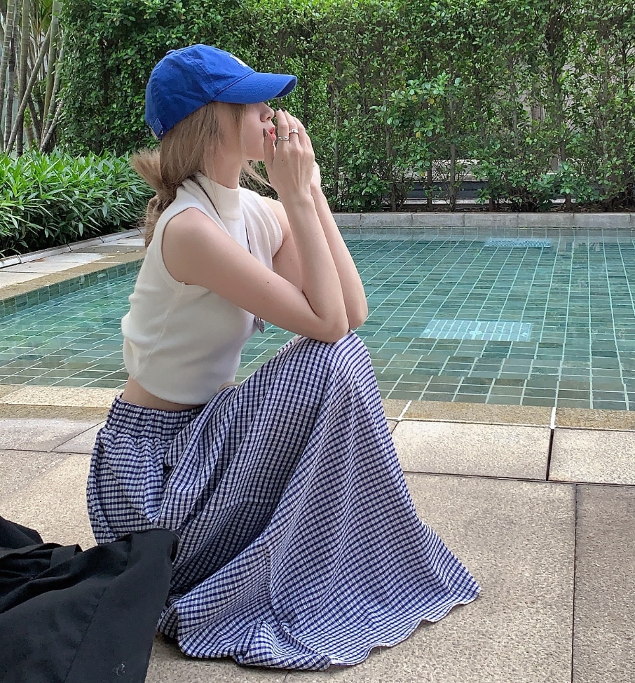 ボトムス デート モテアイテム スカート ロング丈 レトロ チェック柄 コットン 大人可愛い きれいめ 上品 おしゃれ かっこいい 大人可愛い ラブリー キュート ガーリー クール モード系 セクシー