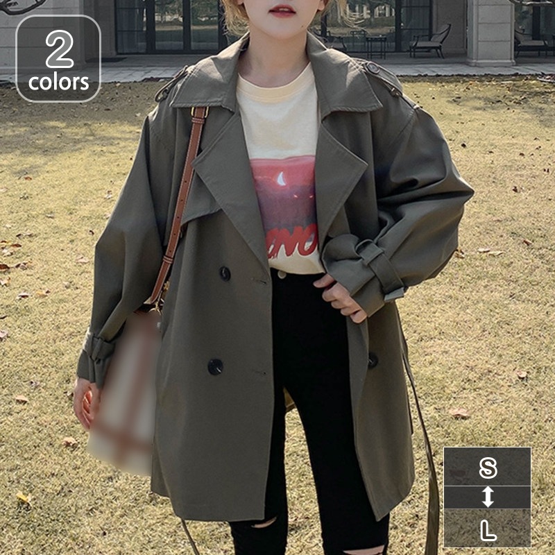 1000円OFFクーポン トレンチコート ショート レディース トレンチ ショートコート アウター 春 秋 大きいサイズ 春秋 スプリングコート ウエストベルト ウエストマーク おしゃれ カジュアル