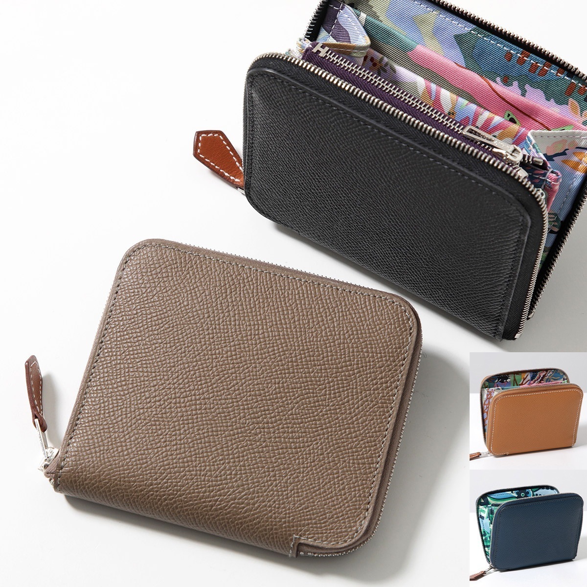 HERMES エルメス 二つ折り財布 アザップ シルクイン コンパクト AZAP SILKIN COMPACT エプソン H084266CK レザー ミニ財布 SV