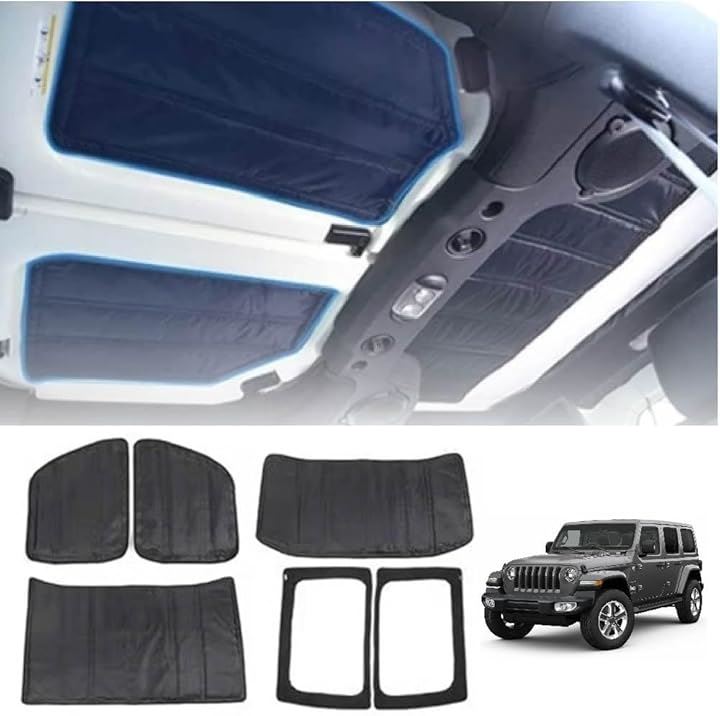 ジープ/Jeep ラングラー/Wrangler JK/JL 選択可 断熱材 防音 消音 屋根 窓 ドア 専用設計 簡単取り付け シート 日よけ ヘッドライナー ハードトップ( JL用)