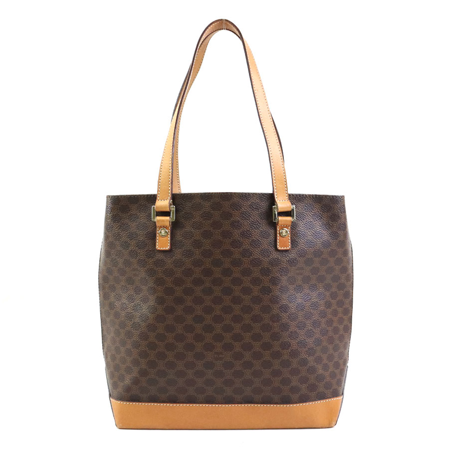 セリーヌ CELINE ショルダーバッグ トートバッグ マカダム PVC/レザー ブラウン ゴールド レディース e60274k