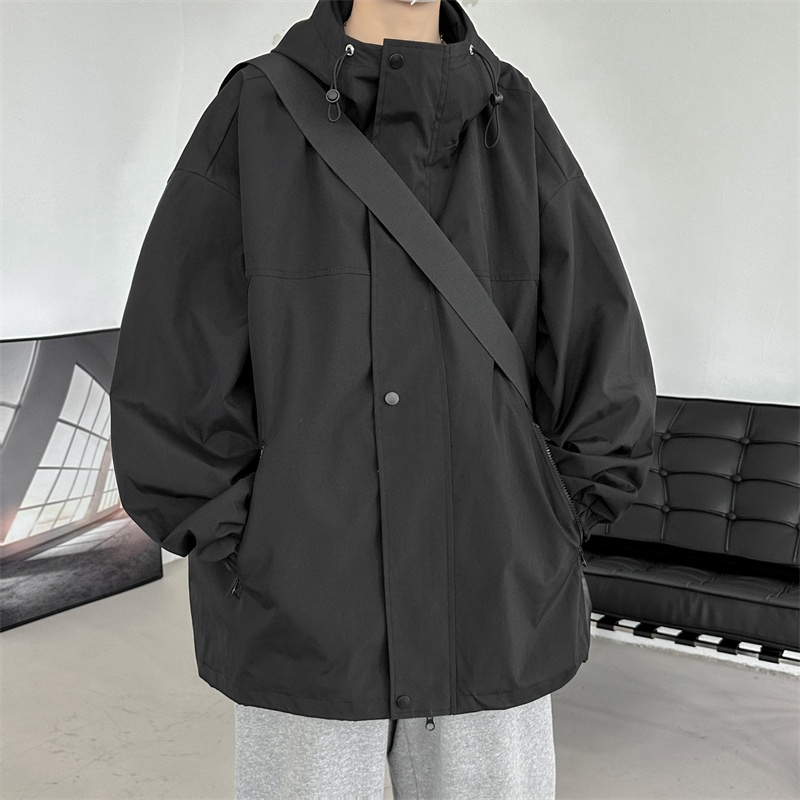 防風防水フーデッドジャケットメンズ春秋新作アメリカンタイドゆったり大きいサイズ王道機能ジャケット