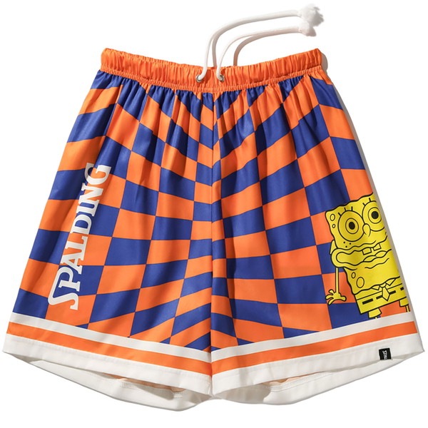 SPALDING スポルディング ジュニア 布帛ショーツ スポンジ ボブ チェッカーフラッグ バスケットボール フハクハーフパンツJR SJP25064S-7258 ジュニア キッズ