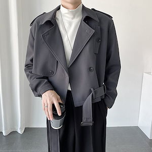 春秋の新作 デザインセンス ダブルブレスト カジュアルジャケット メンズ 韓国 ハンサム コート ファッション ジャケット