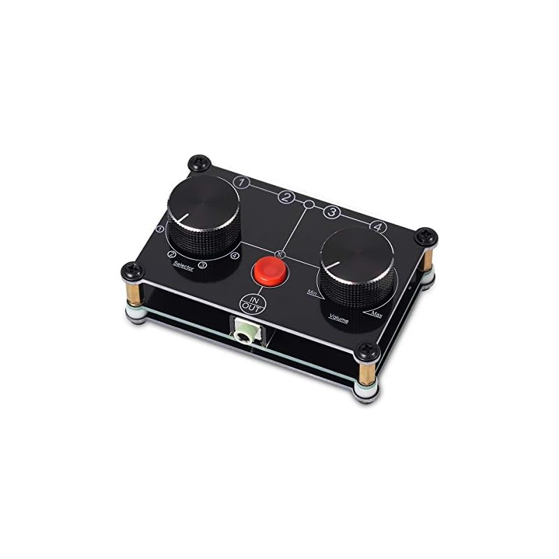 4ポート 手動 オーディオスイッチャー 共有 AUX 3.5mm ステレオヘッドホンジャック 4：1 スプリッタ (4 IN 4OUTブラック)