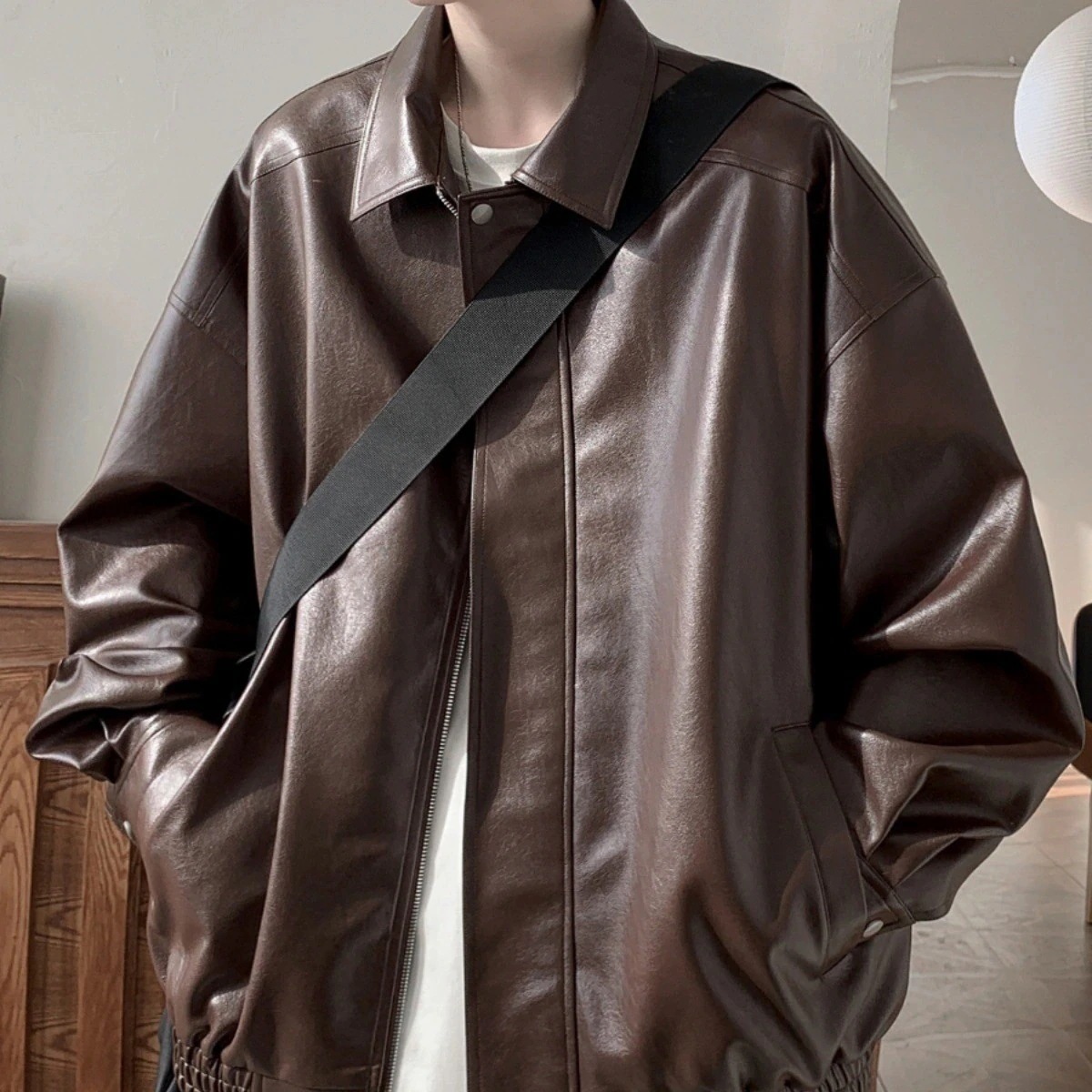 人气新作男子高生革ジャケットカジュアルルーズラペルジャケットジャケット