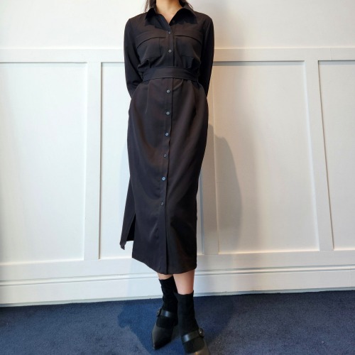 ロングシャツ ブラック 小柄な女性 トレンチ Hライン ワンピース 結婚式 参列者ファッション