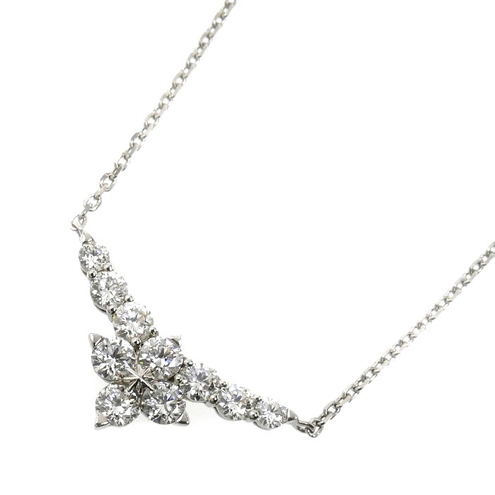 STAR JEWELRY スタージュエリー Pt950プラチナ ネックレス ダイヤモンド0.33ct 2.4g 40-43cm レディース 中古