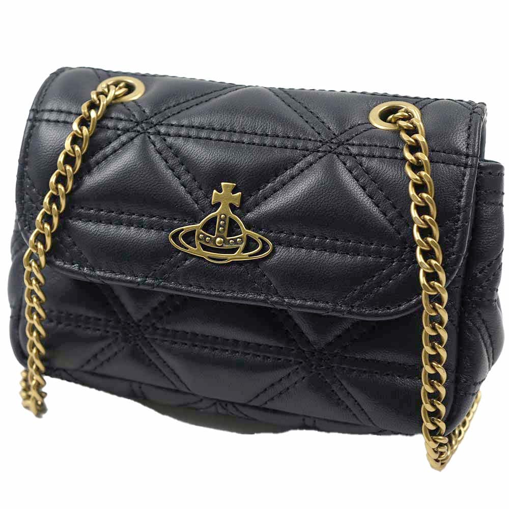 ヴィヴィアンウエストウッド バッグ レディース ブラック Vivienne Westwood HARLEQUIN SM PURSE CHAIN QUILTED NAPPA BLACK 52020005