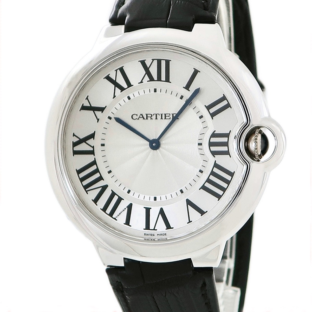 バロンブルー46 エクストラフラット W6920055 手巻き メンズ OH済 純正K18WG無垢 ローマン ギヨシェ 青針 3年保証