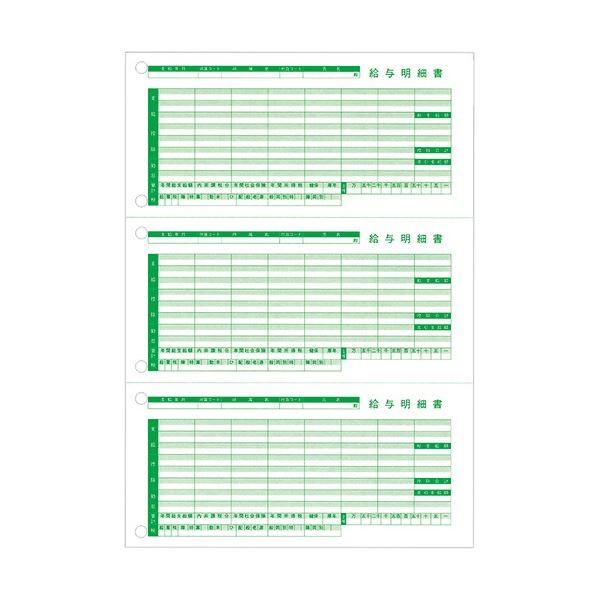 （まとめ）給与明細書III（ページプリンタ用/穴有/二千円札対応） A4 三分割（100枚）[x3]