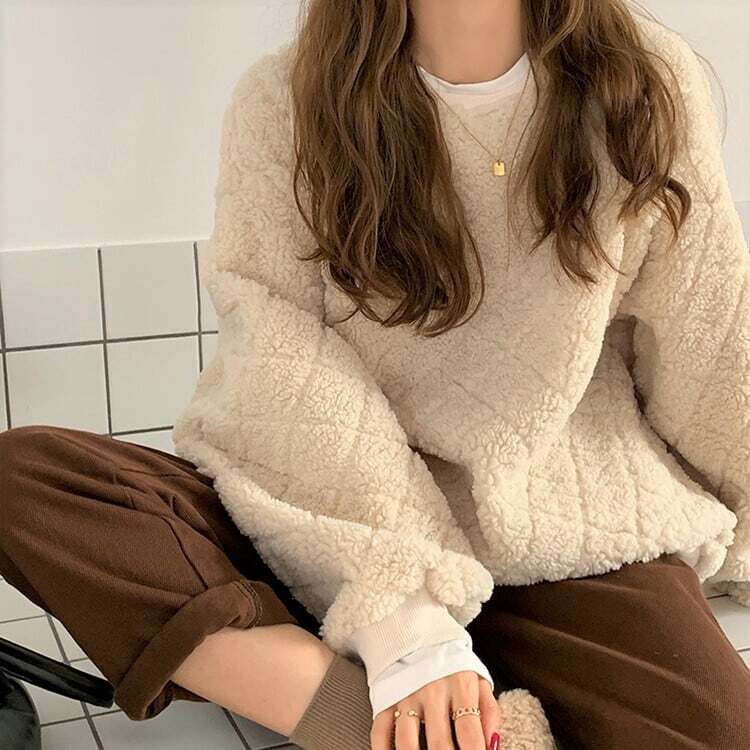 【送料無料】レディース ナチュかわ ラテカラー ボア プルオーバー スウェット もこもこ