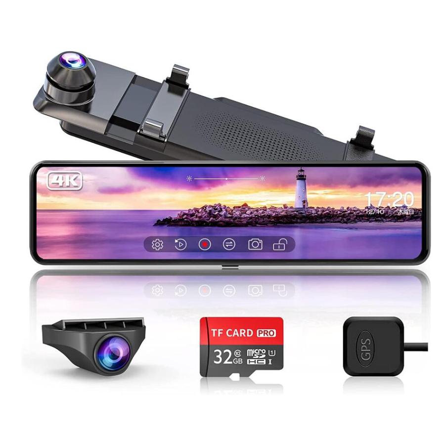 ドライブレコーダー ミラー型 4K 11インチ 4K 右カメラ GPS搭載 170広角 ドラレコ 超鮮明夜間撮影 速度超過警報 V69-PRO-X-NPC