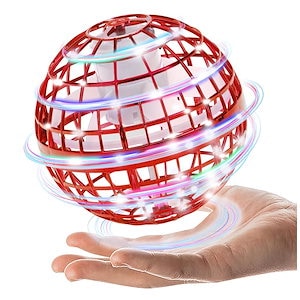 AOMEVOLEOフライングライトボール 正規品 飛行ボール ジャイロ UFO ドローンおもちゃ 360回転 LED付き 子供のプレゼント (赤)